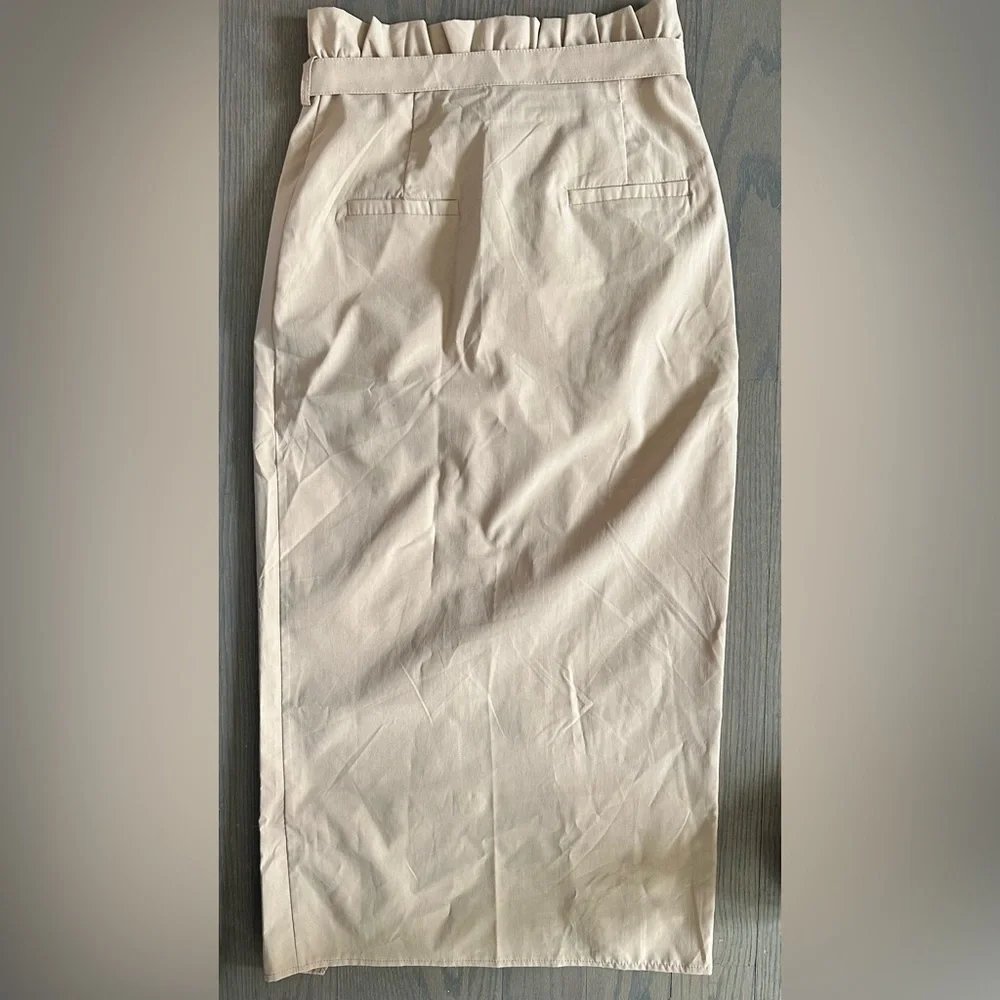 Double Breasted Belted Split Hem Skirt